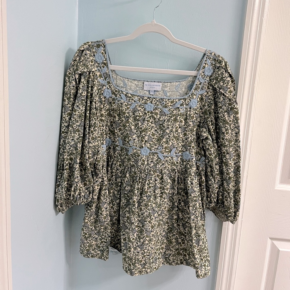 Mi Golondrina Maya Cielo Azul Claro Blouse